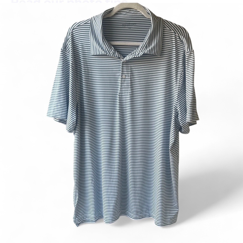 J. Crew Men’s XXL green and White Striped Polo Shirt